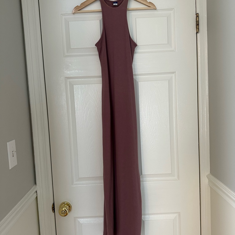 Fitted High-Neck Rib-Knit Midi Dress - Picture 2 of 6